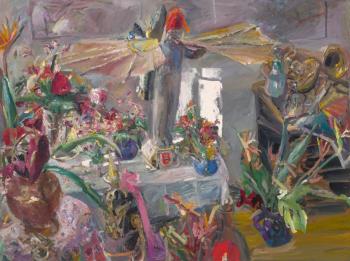 Bernhard Heisig, Geburtstagsstilleben mit Ikarus, 1985 © MdbK, © VG Bild-Kunst, Bonn 2025 Bernhard Heisig, Geburtstagsstilleben mit Ikarus, 1985 © MdbK, © VG Bild-Kunst, Bonn 2025