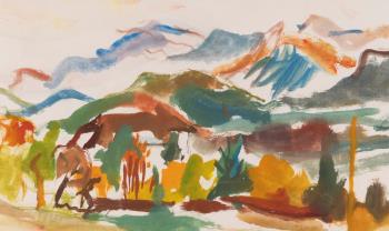 Margarethe Stolz Hoke, Jauntal  23. 10. 1973  Aquarell, Detail  ©  Margarethe Stolz Hoke