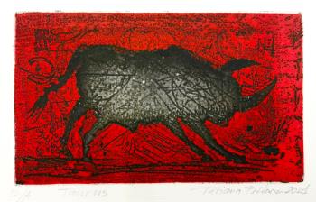 Tatiana Petkova: Taurus, Farbradierung auf Bütten, 2021  ©  Tatiana Petkova Tatiana Petkova: Taurus, Farbradierung auf Bütten, 2021  ©  Tatiana Petkova