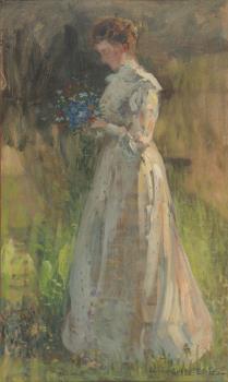 Georg Greve-Lindau, Frau mit blauen Blumen, 1909  &copy;  Erich Malter
