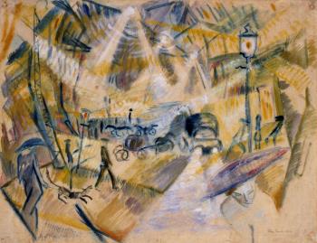 Max Ernst, Straße in Paris, 1912, Aquarell auf Papier, 34 × 44,2 cm, Kunstmuseum Bonn © VG Bild-Kunst, Bonn 2025 Max Ernst, Straße in Paris, 1912, Aquarell auf Papier, 34 × 44,2 cm, Kunstmuseum Bonn © VG Bild-Kunst, Bonn 2025