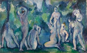  Paul Cezanne, Groupe de baigneuses, (Gruppe von Badenden), um 1895  Öl auf Leinwand, 47 x 77 cm, Ordrupgaard, Kopenhagen Foto: Anders Sune Berg   &copy;  Foto: Anders Sune Berg